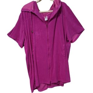 Swimsuits For All Magenta Zip Hooded Swim Coverup